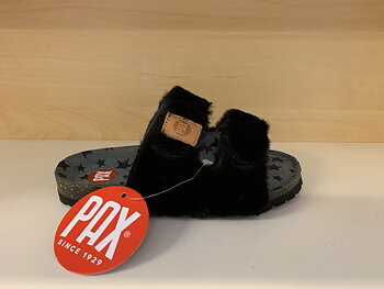 Pax barnsandal med mysigt lurv, ställbara med kardborband, uppbygd innersula, svart.