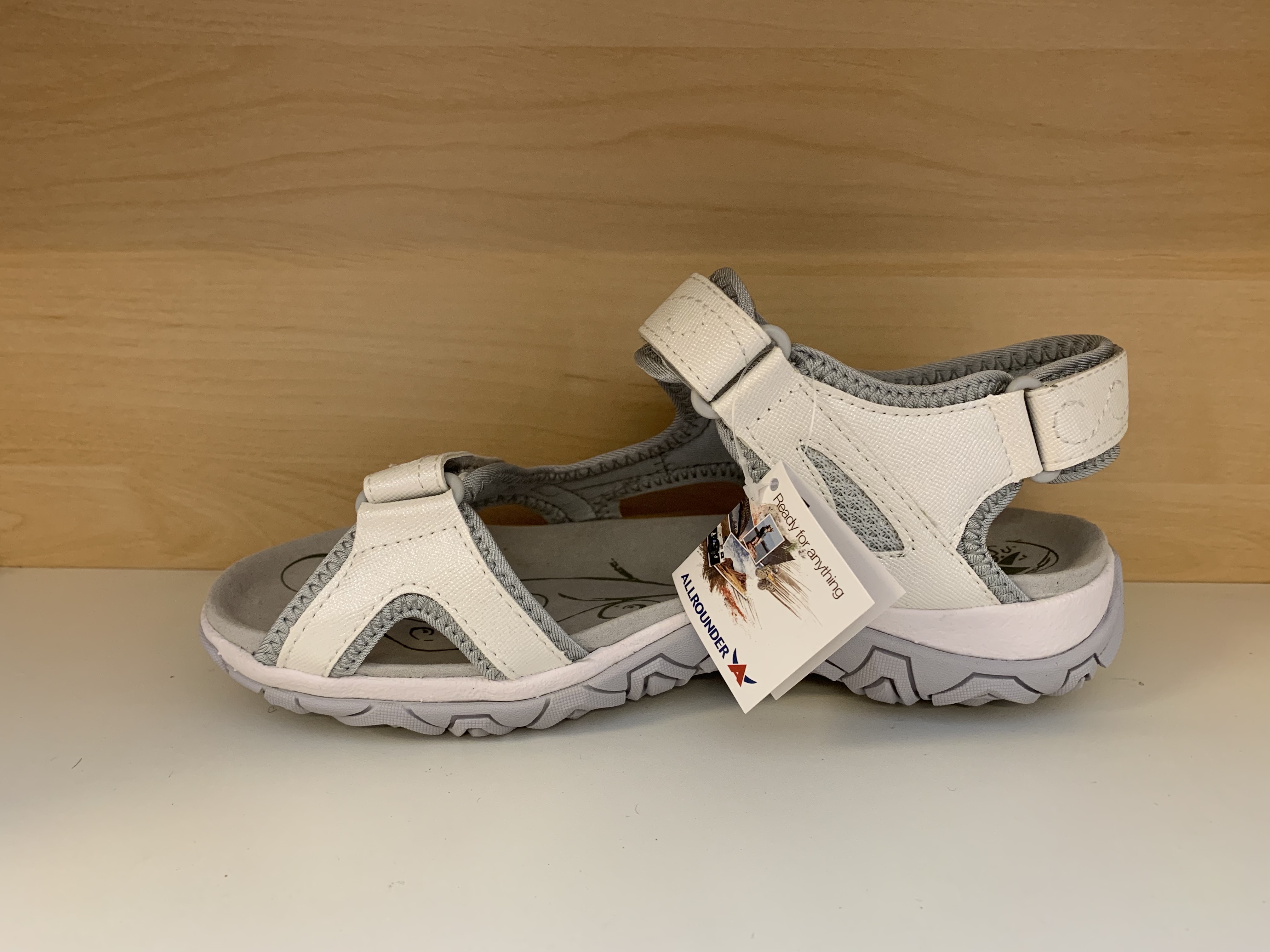Kvalitets-Sandal  ALLROUNDER,  med uppbygd innersula, supersköna. Vit/grå - 5