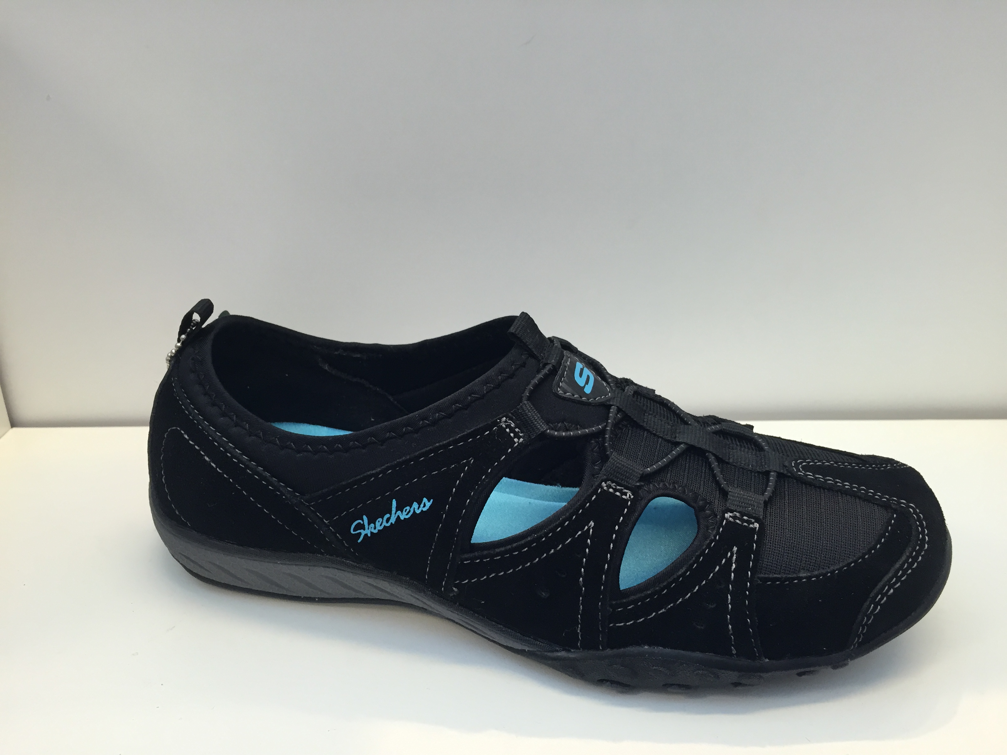 Sandal Skechers, svart mocka/textil, innersula "Memory Foam"