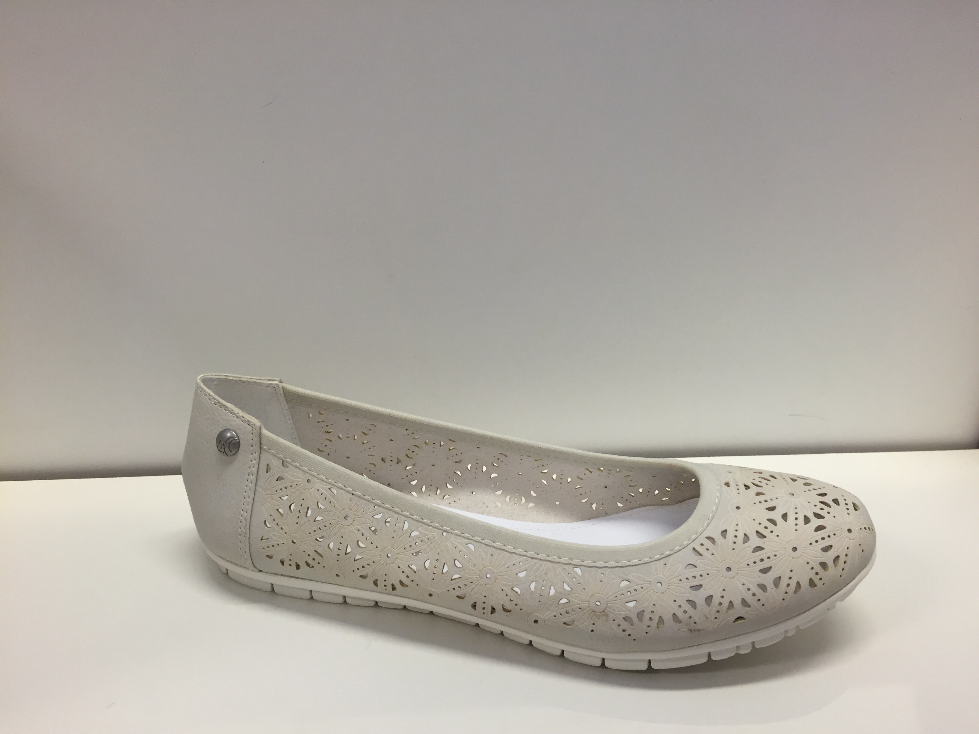 Ballerina-sko, off-white nappa imitation. - 2