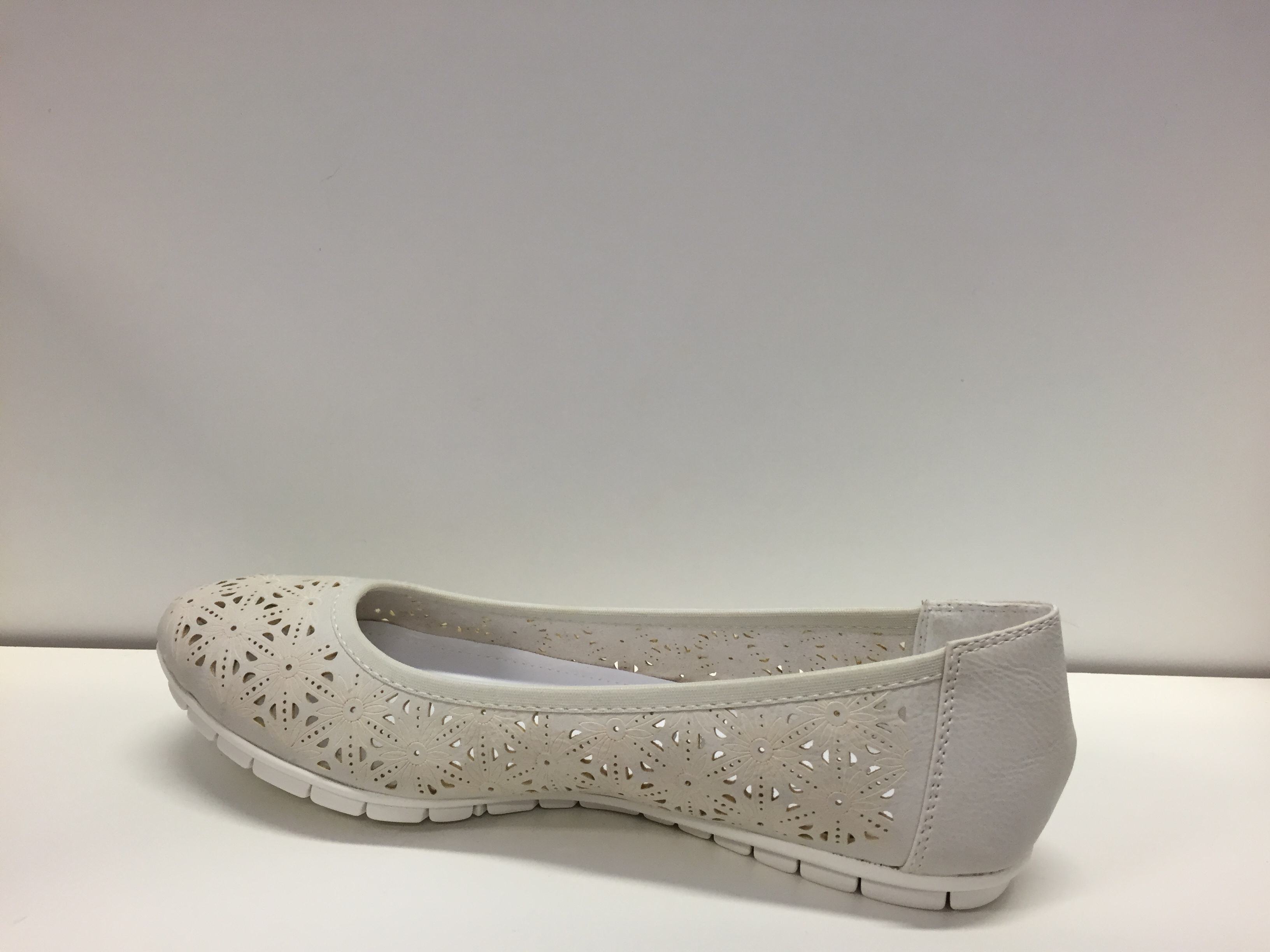 Ballerina-sko, off-white nappa imitation. - 3