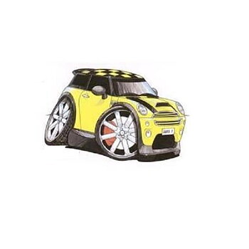 Yellow Mini Cooper Stickers.