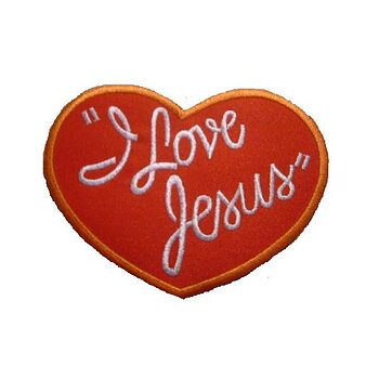 I Love Jesus Heart Patch embroidery badge.