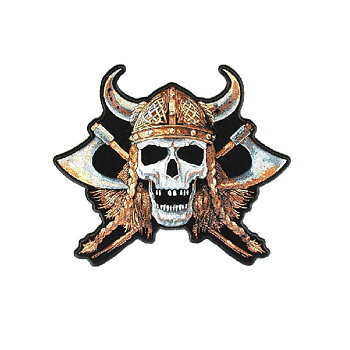 Viking Skull Narrow Patch broderimerke (15x12,5 cm)