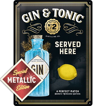 GIN & TONIC Metallskylt.  (30x40cm)