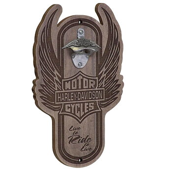 Harley Davidson®Winged Bar &amp; Shield Magnetic Wooden Bottle Opener Beer Opener.