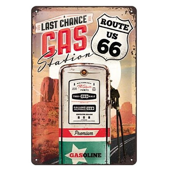 Route 66 Gas Station XL. Metallskylt. (40x60cm)
