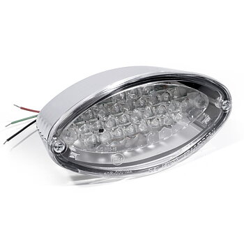 12V Led Cat Eye Taillight Chrome With Transparent Lens.
