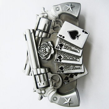 Gun Royal Flush Poker Spinner Buckle Incl. lighter (12x8 cm)