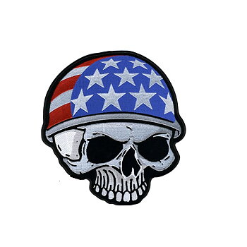 Flag Helmet Skull Patch Smal Brodyrmärke. (13x13 cm )