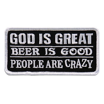 God Is Great Beer Is Good Patch Narrow Embroidery Patch (10,5x5 cm)