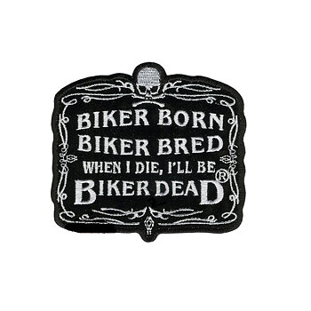 Biker Born, Biker Wide Narrow Patch broderimerke (10x8 cm)