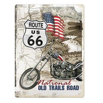 Route 66 Old Trails Road. Metallskylt. (30x40cm)