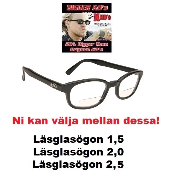 X-KD är 20 procent större än originalets KD:s  Bikers  Readers Glasses Clear Sol- & Läsglasögon Styrka 2,5 - 2