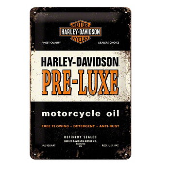 H-D Pre-Lux Motorcycle oil. Metallskylt. (20x30cm)