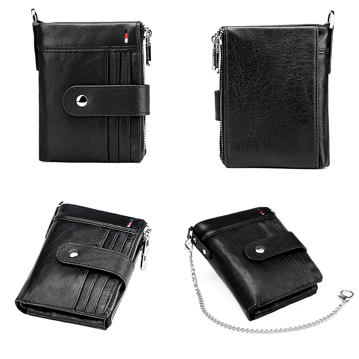 Short Wallet Men Genuine Cow Leather Casual Multifunction Card Holder Coin Bag. - 14