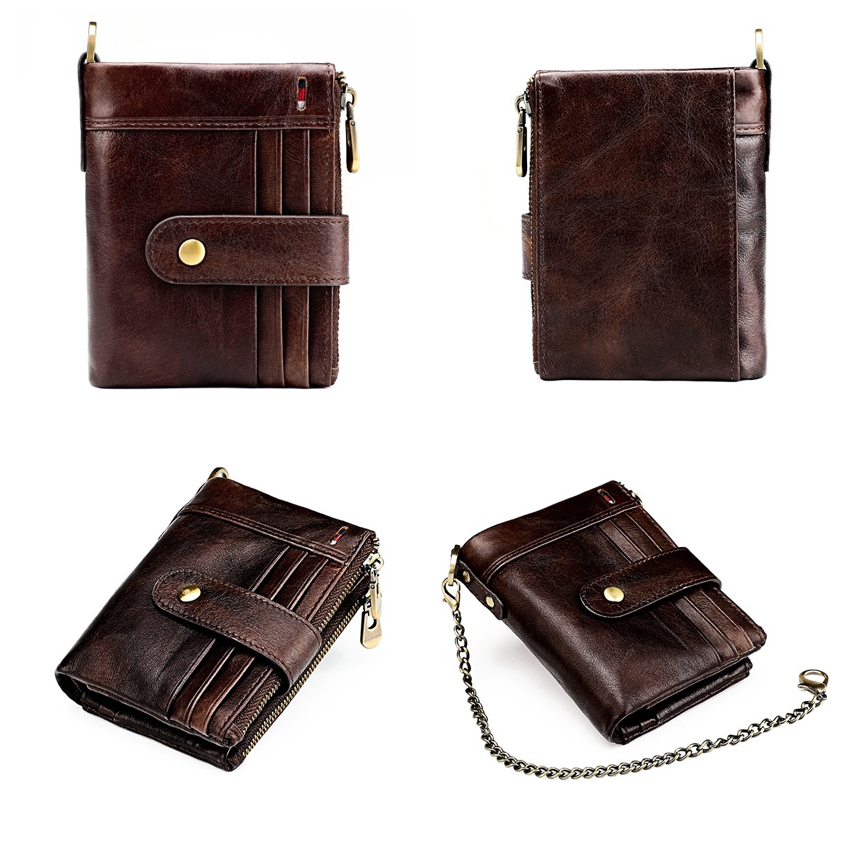 Short Wallet Men Genuine Cow Leather Casual Multifunction Card Holder Coin Bag. - 13