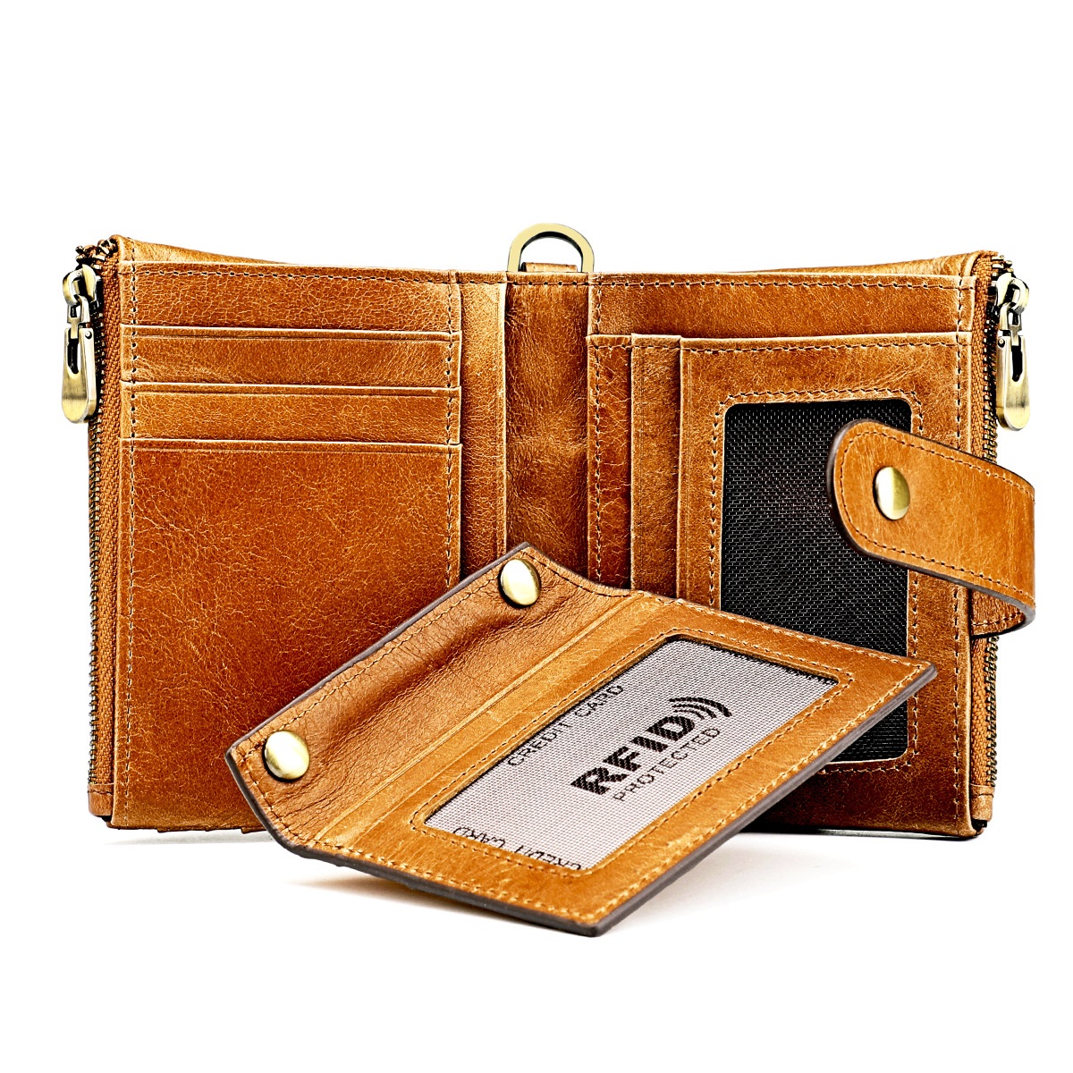 Short Wallet Men Genuine Cow Leather Casual Multifunction Card Holder Coin Bag. - 4