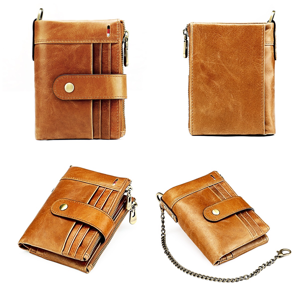 Short Wallet Men Genuine Cow Leather Casual Multifunction Card Holder Coin Bag. - 8