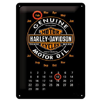 Harley Davidson Genuine  Motor Oil Kalender. Metallskylt. (20x30cm)