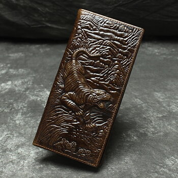 Vintage Dragon Long Wallet Geldbörse Pferd Leder Mann mit Kette