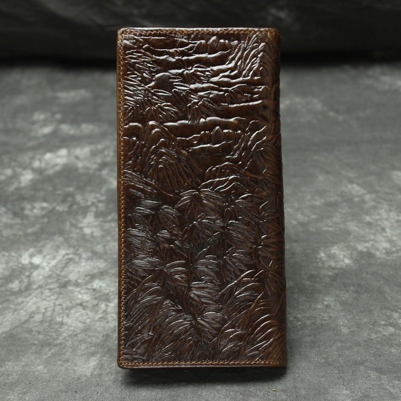 Vintage Dragon Long Wallet Purse Horse Leather Man With Chain - 3