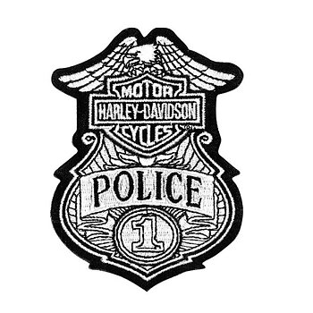 Harley-Davidson Police Weißes Stickereiabzeichen (7 x 9,5 cm)
