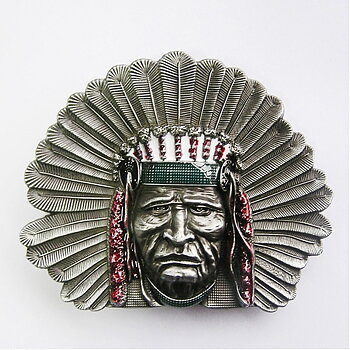 Indianerhøvding westernspenne. 9x7,5 cm)