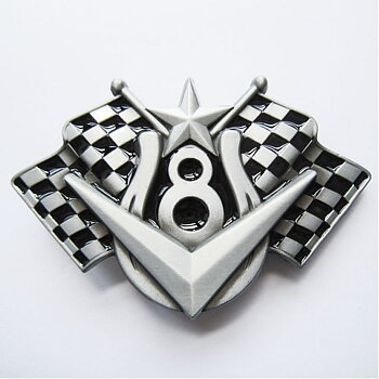 Vehicle V8 Checkered Flags Buckle Buckles. (7,5x6,5 cm)