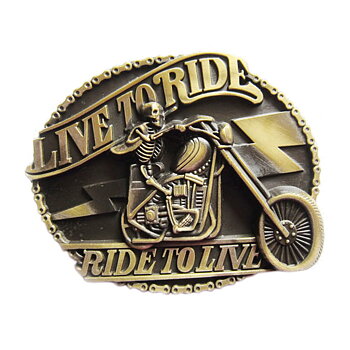 Live To Ride Skull Motorcycle Biker Belt Buckles (9x7 cm)