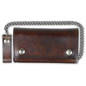 Wallet Trifold Antique Brown Large With Chain 6.