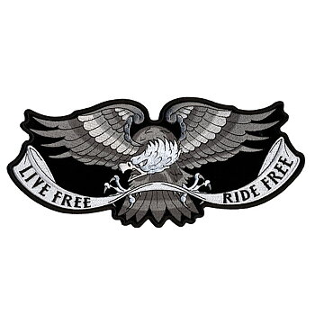 Live Free Ride Free Eagle Big Patch broderimerke (28x12 cm)
