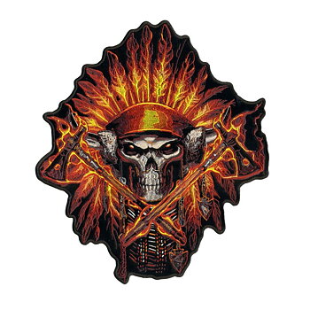 Flame Headress Indian Big Patch broderimerke (28x30,5 cm)
