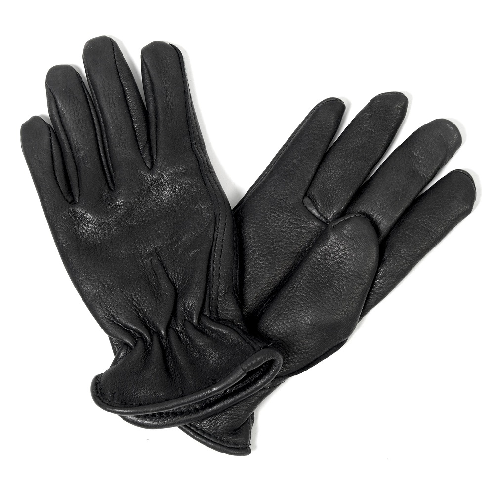 MC-Handskar Klassisk unisex svart Ofodrad hjortskinnshandske - 4