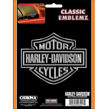 Harley Davidson Logo Chrome Embossed Dekal. (14x11 cm)
