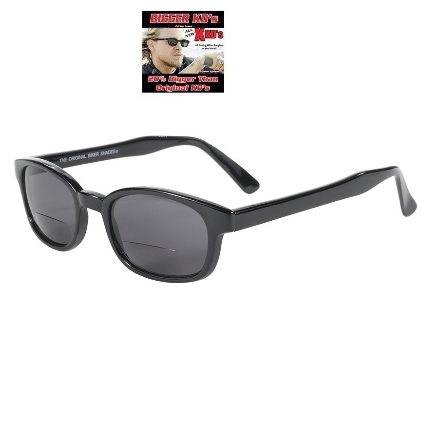 X-KD ist 20 Prozent größer als das Original KD's Bikers Readers Glasses Smoke Sunglasses &amp; Reading Glasses Stärke 2.5 - 2
