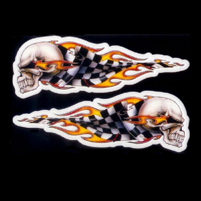 Checkered Skulls Stickers Pair.