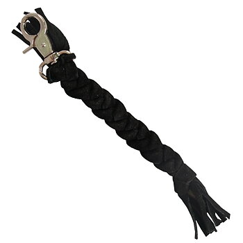Nøkkelring Svart nøkkelring i flettet skinn.