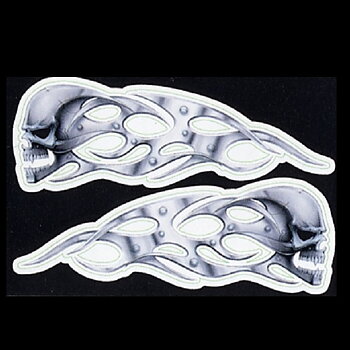 Tribal Chrome Skulls Aufkleber Pair.