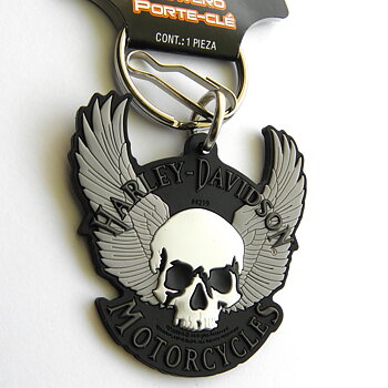Harley-Davidson Winged Skull Gummerad Nyckelring.