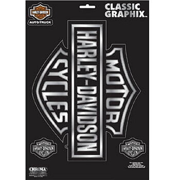 Harley Davidson Chrome Logo Large Dekal (26x20 cm)