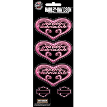 Harley-Davidson Pink Heart Decal Set. (7x4 cm)