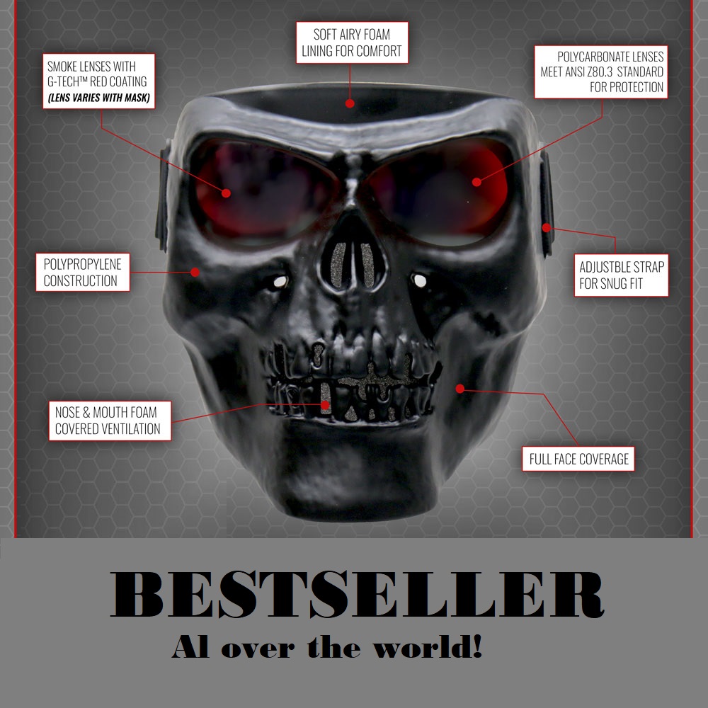 Star Skull Polypro Face Mask With G-Tech Lenses. - 2