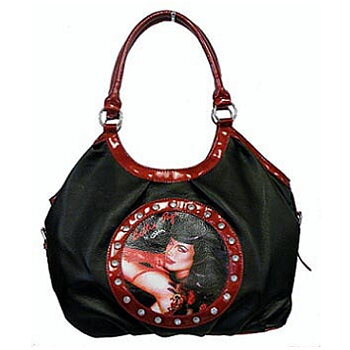 Bettie Page Purse Large Black Handbag. (40x30x14 cm)