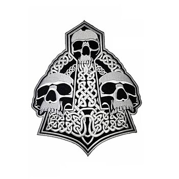 3 Skulls Big Viking Patch (27,5x33,5 cm)