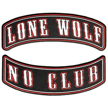 Lone Wolf No Club 2 Piece Large Backpatch Stickereiabzeichen (28x10 cm)