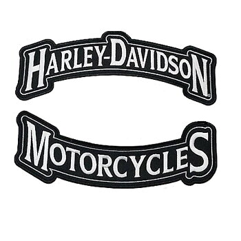 Harley Davidson X-Large Rocker Schwarz/Weiß Paar Stickereiabzeichen (30x11 cm)