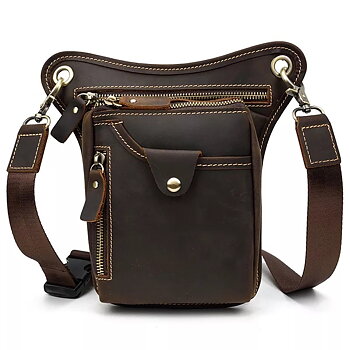 Lårveske Biker Brown Genuine Genuine Leather (22 X 3,5 X 15 cm)