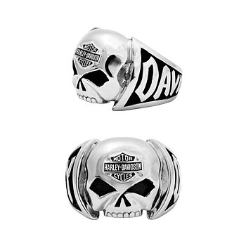 Harley-Davidson® Mens Skull Ring Rostfritt Stål.