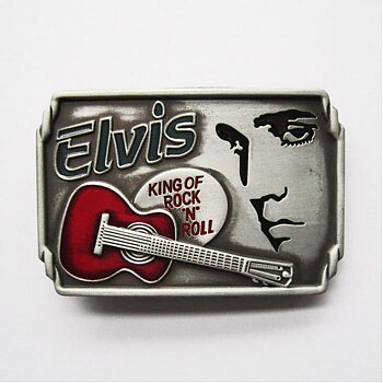 Elvis Guitar The King Of Rock &amp; Roll Buckle. (9x6cm)